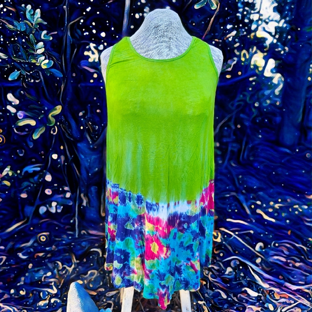Lime Green Rainbow Beachy Boho Summer Flowy Breezy Festival Dress India Boutique